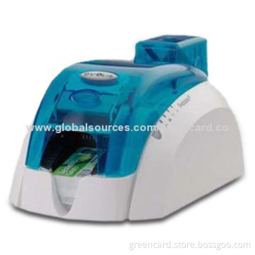 Single-sided Evolis Pebble 4 ID Card Printer with USB Interface, Sized 9.25 x 7.55 x 15.59-inch